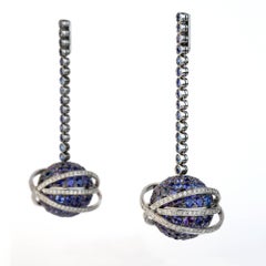 Blue Sapphires and Diamonds Valadier Dangle Earrings