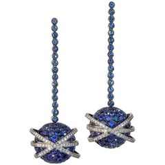 Blue Sapphires and Diamonds Valadier Dangle Earrings