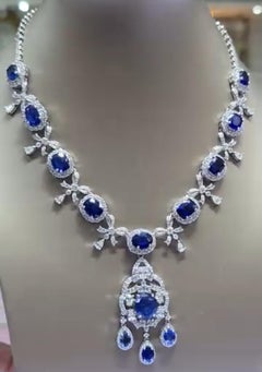 Celestial 18K Gold Necklace with 37ct Ceylon Sapphires & 11ct Diamonds