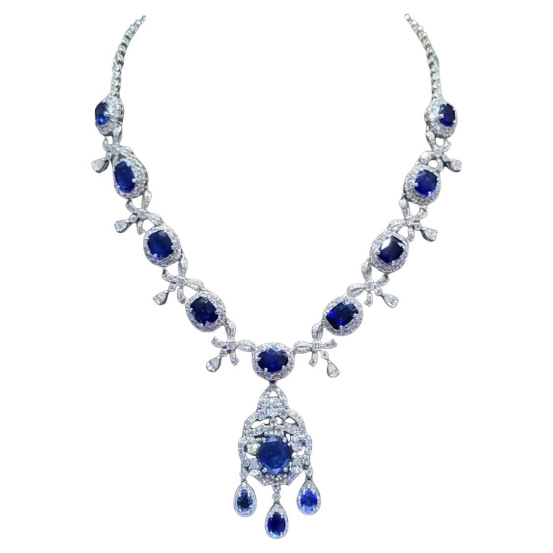 Celestial 18K Gold Necklace with 37ct Ceylon Sapphires & 11ct Diamonds