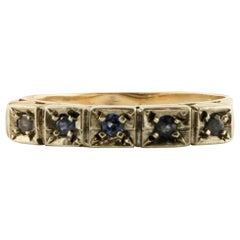 Vintage Blue Sapphires Rose Gold and Silver Band Ring