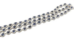 Blue Sapphires White Diamonds White Gold Link Bracelet