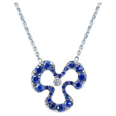 Blue Sapphires, White Diamonds, White Gold Necklace