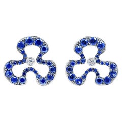 Blue Sapphires White Gold Stud Earrings