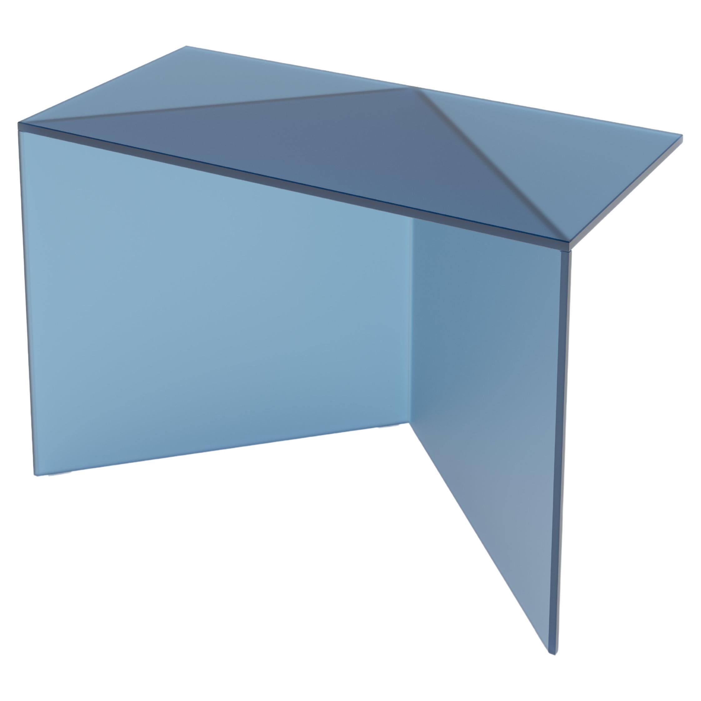 Blue Satin Glass Poly Square Coffee Table by Sebastian Scherer