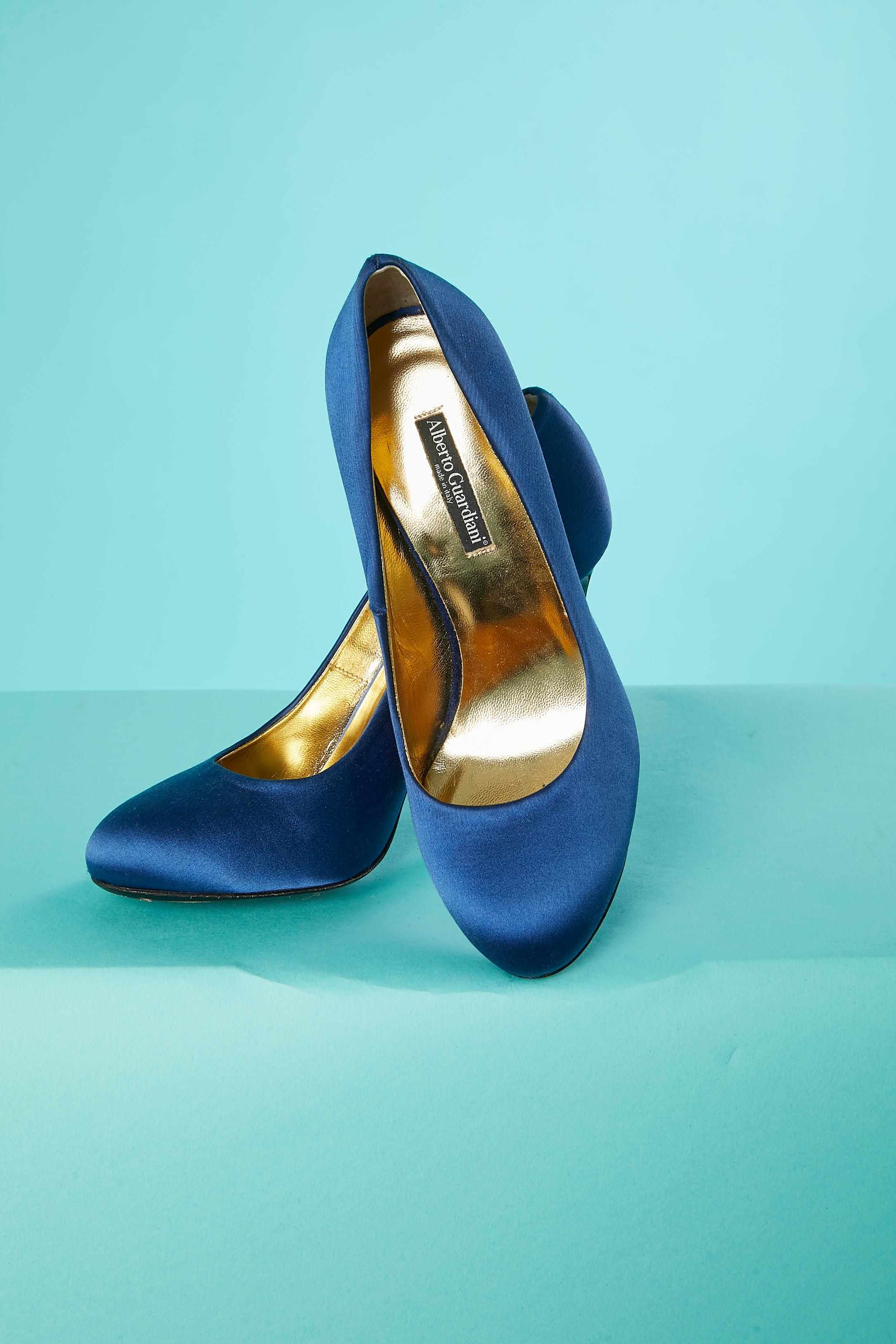 Donna Stiletto in raso blu con tacco rossetto Alberto GARDIANI in vendita