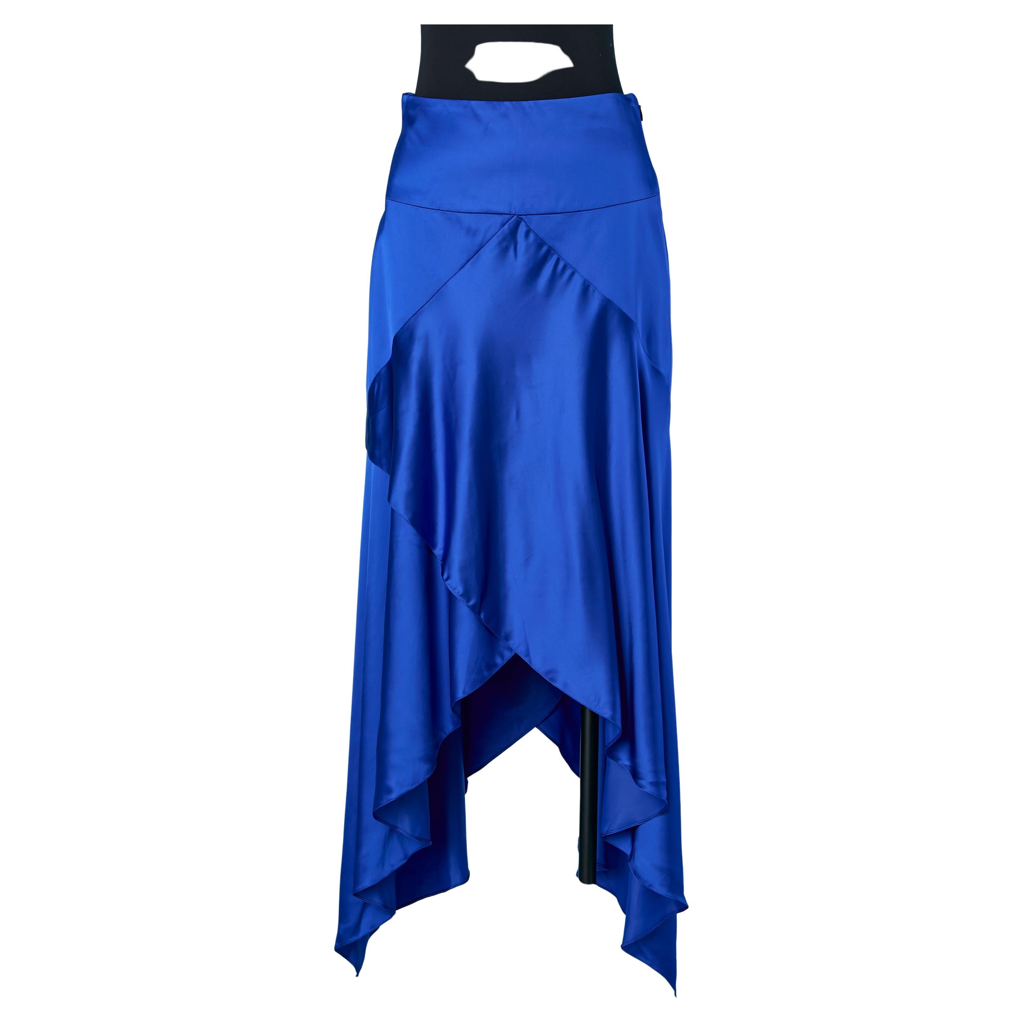 Blue satin wrap and asymmetrical skirt ALEXANDRE VAUTHIER For Sale