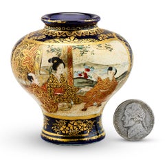 Blue Satsuma Vase with Tea Ceremony