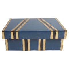 Blue Scagliola and Brass Inlay Box Attributed of Karl Springer