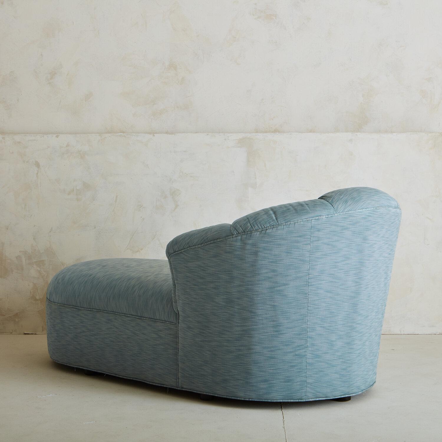 Art Deco Blue Scalloped Chaise Lounge