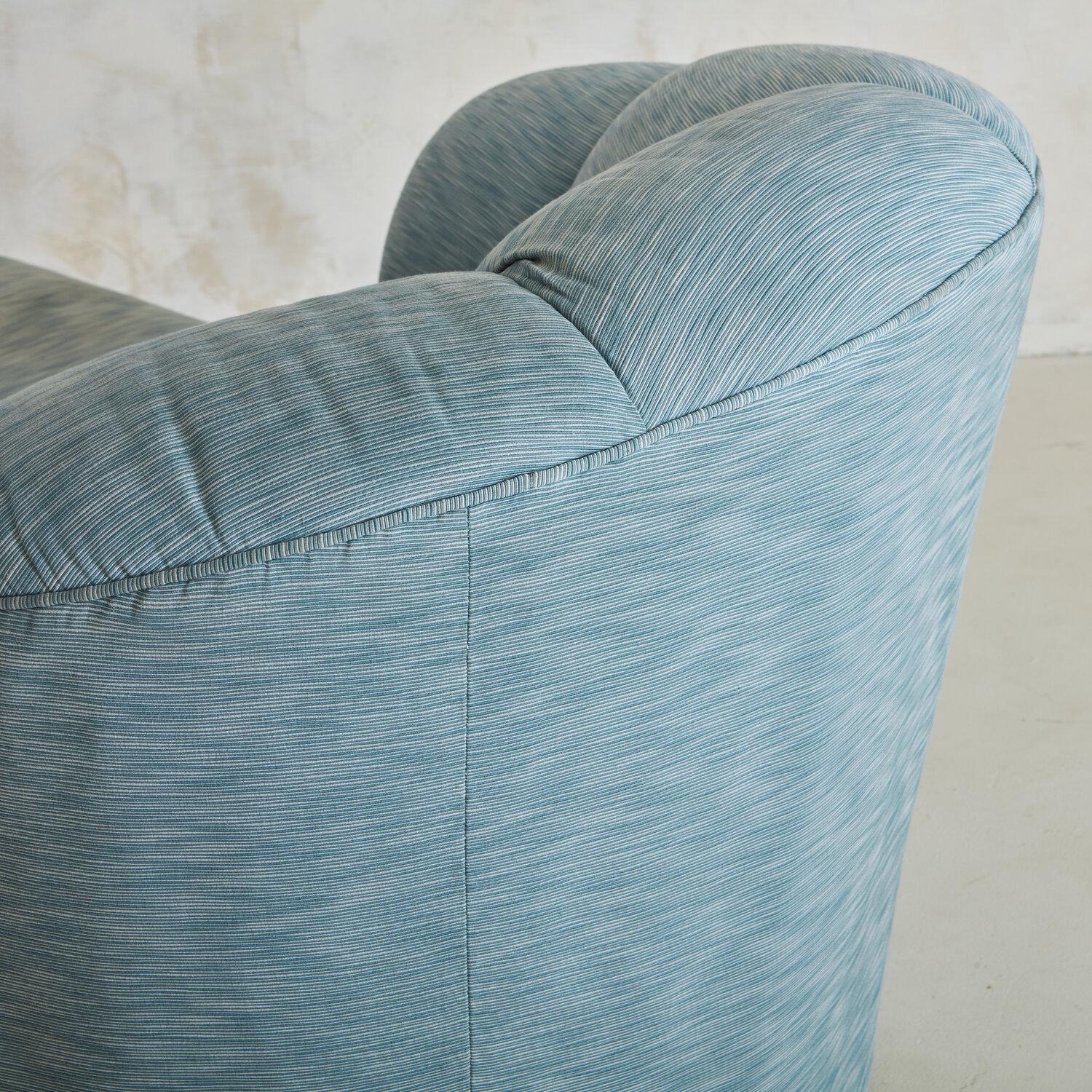Fabric Blue Scalloped Chaise Lounge
