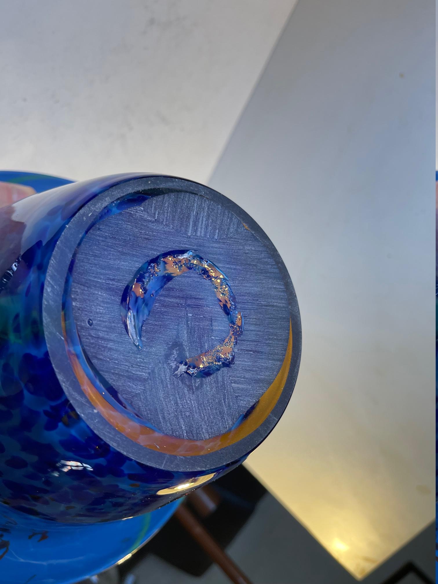 Blue Scandinavian Art Glass Centerpiece Fruit Bowl, 1970s For Sale 4