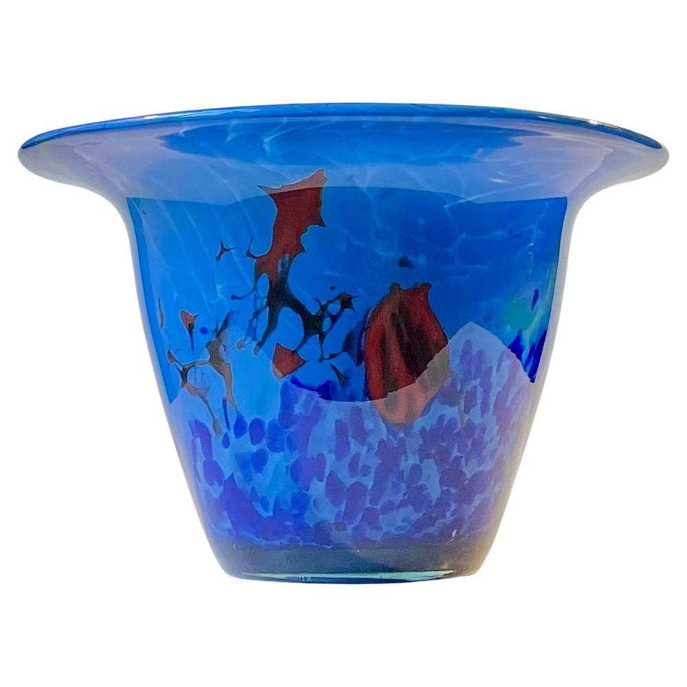 Blue Scandinavian Art Glass Centerpiece Fruit Bowl, 1970s