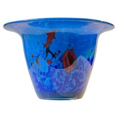 Retro Blue Scandinavian Art Glass Centerpiece Fruit Bowl, 1970s