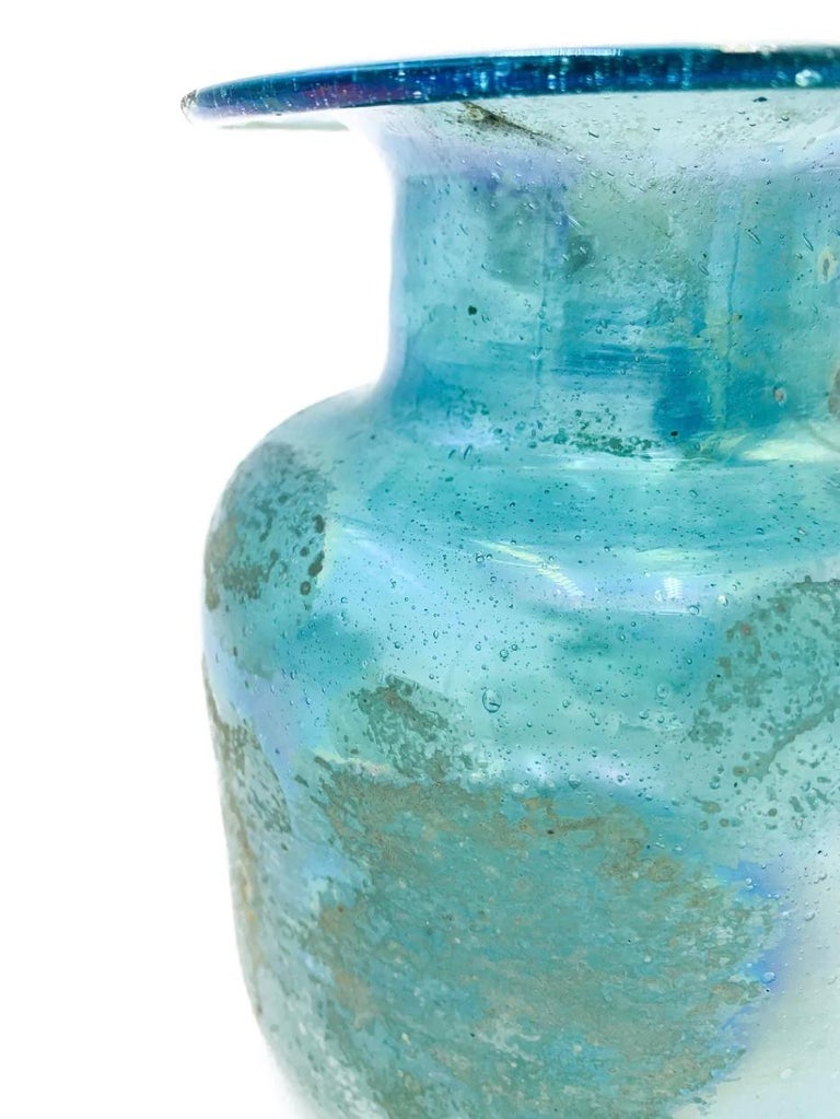 Scavo Blue Scavo Iridescent Glass Vase from the 1930s For Sale at 1stDibs