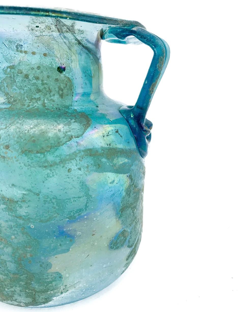 Mid-20th Century Blue Scavo Iridescent Glass Vase from the 1930s For Sale