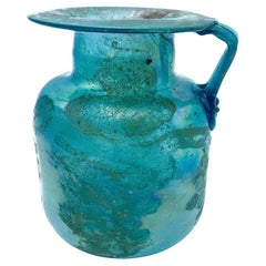 Blue Scavo Iridescent Glass Vase from the 1930s