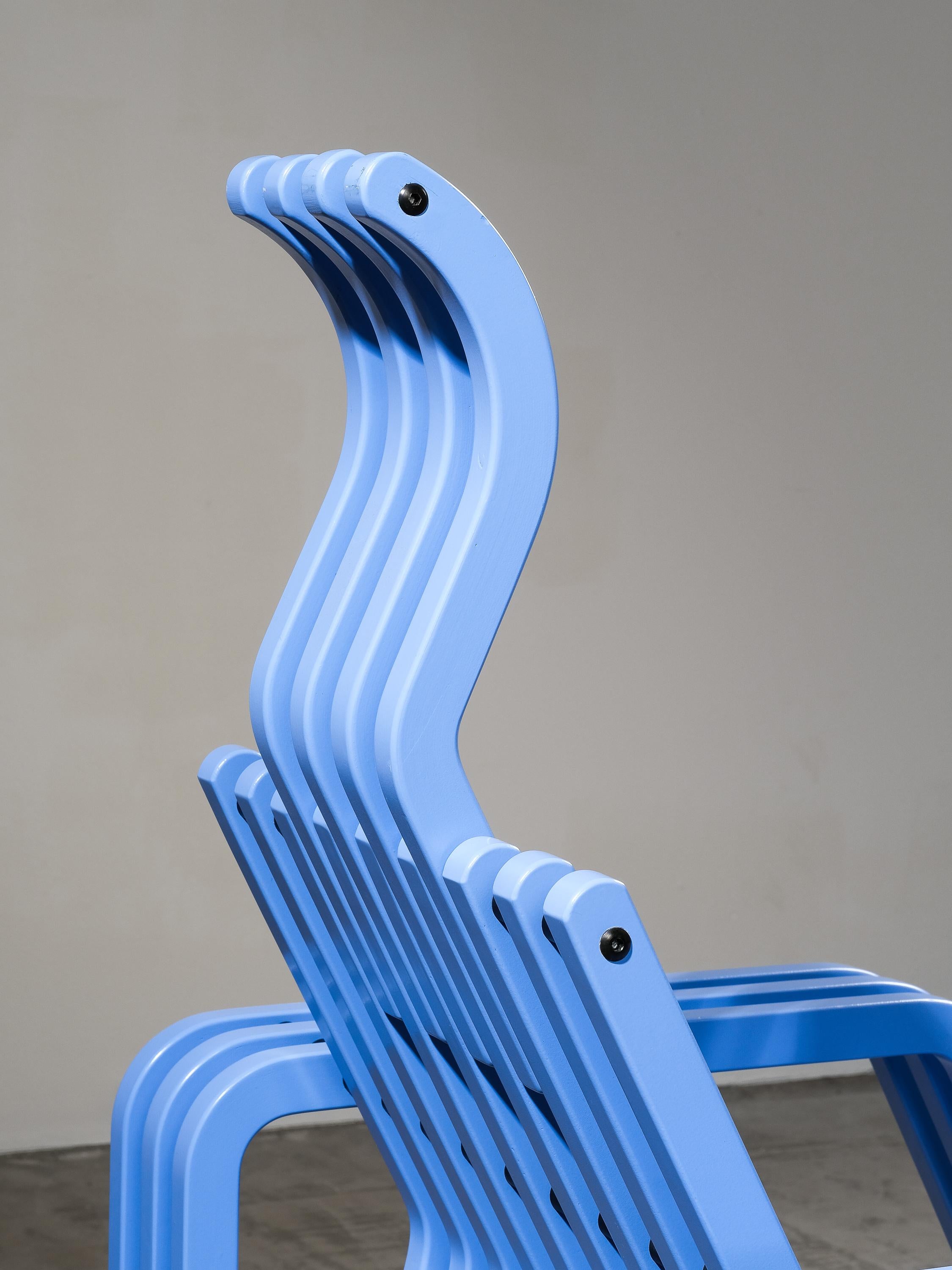 Blauer Stuhl „Scheletro“ von Kari Asikainen für P. O. Korhonen Oy, Finnland, 1980er Jahre im Angebot 7