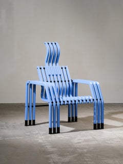 Blue "Scheletro" Chair by Kari Asikainen for P. O. Korhonen Oy, Finland, 1980s