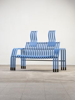 Sedia a due posti "Scheletro" blu di Kari Asikainen, P. O. Korhonen Oy, Finlandia, anni '80