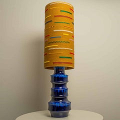 Blue Scheurig Ceramic Table Lamp with Custom Lampshade by René Houben