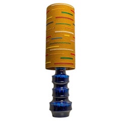 Blue Scheurig Ceramic Table Lamp with Custom Lampshade by René Houben