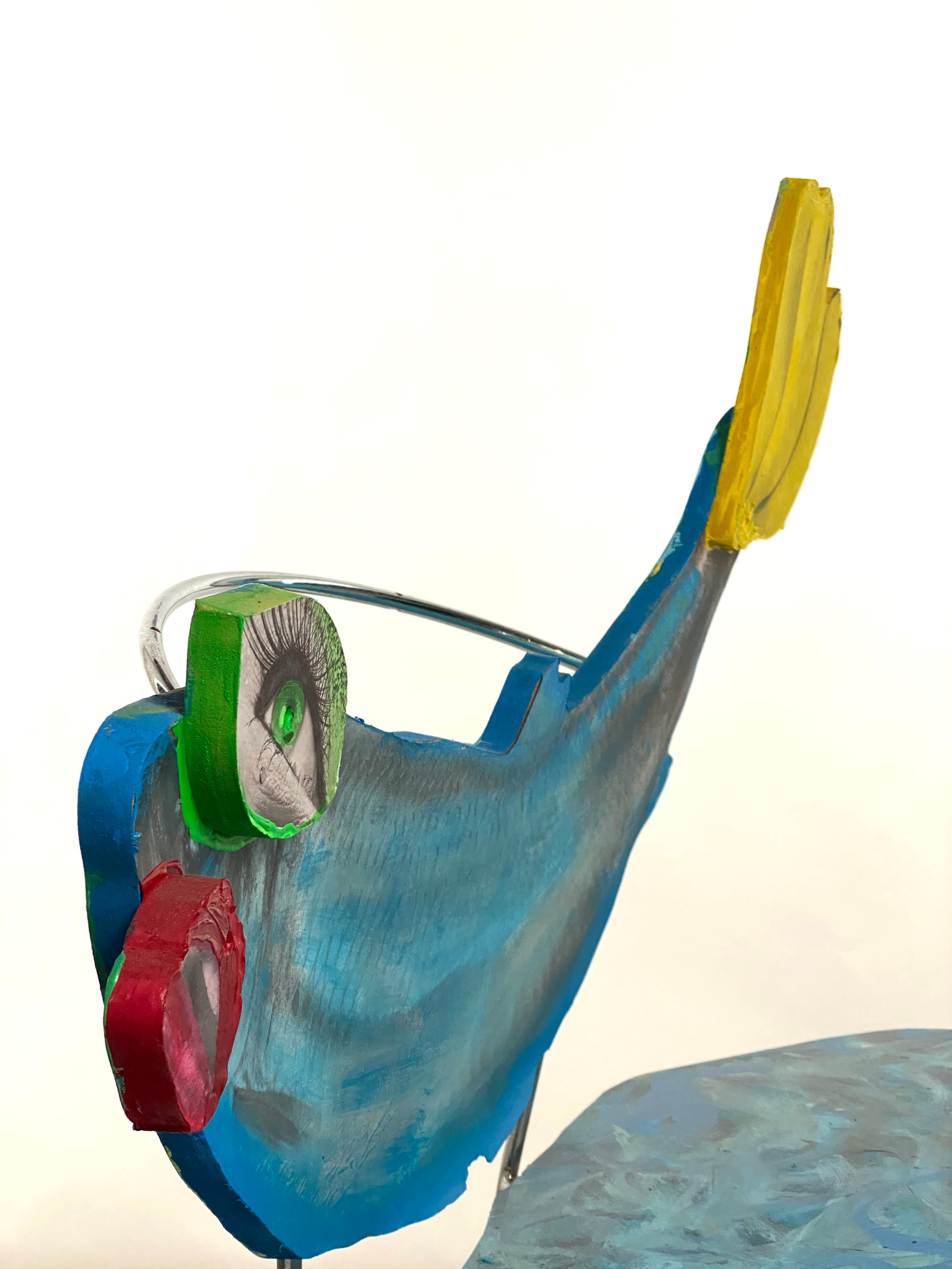 Contemporary Blue Sculptural Fish Chair, 21st Century by Mattia Biagi For Sale