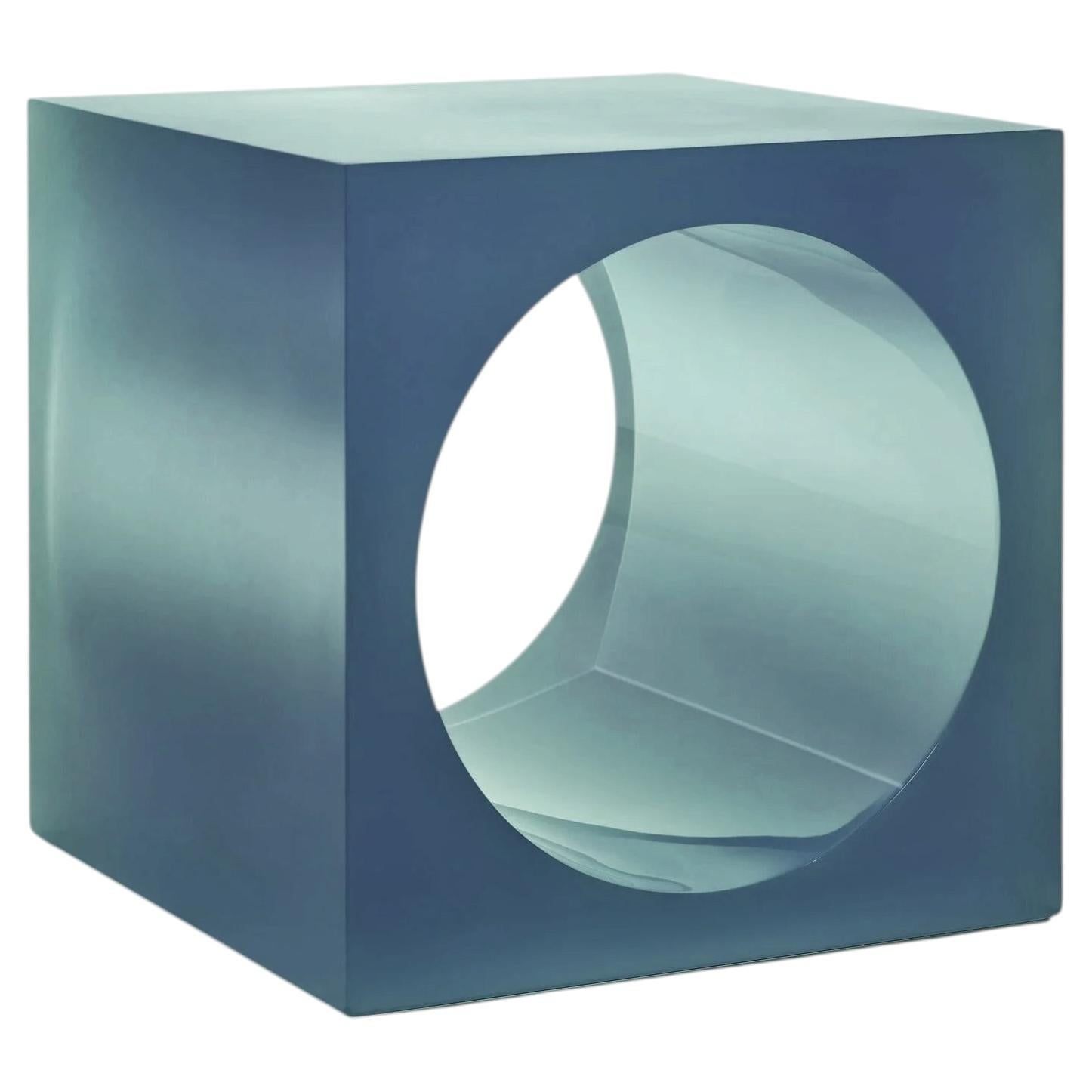 Blue sculptural resin side table/ stool, QCV by Niko Koronis