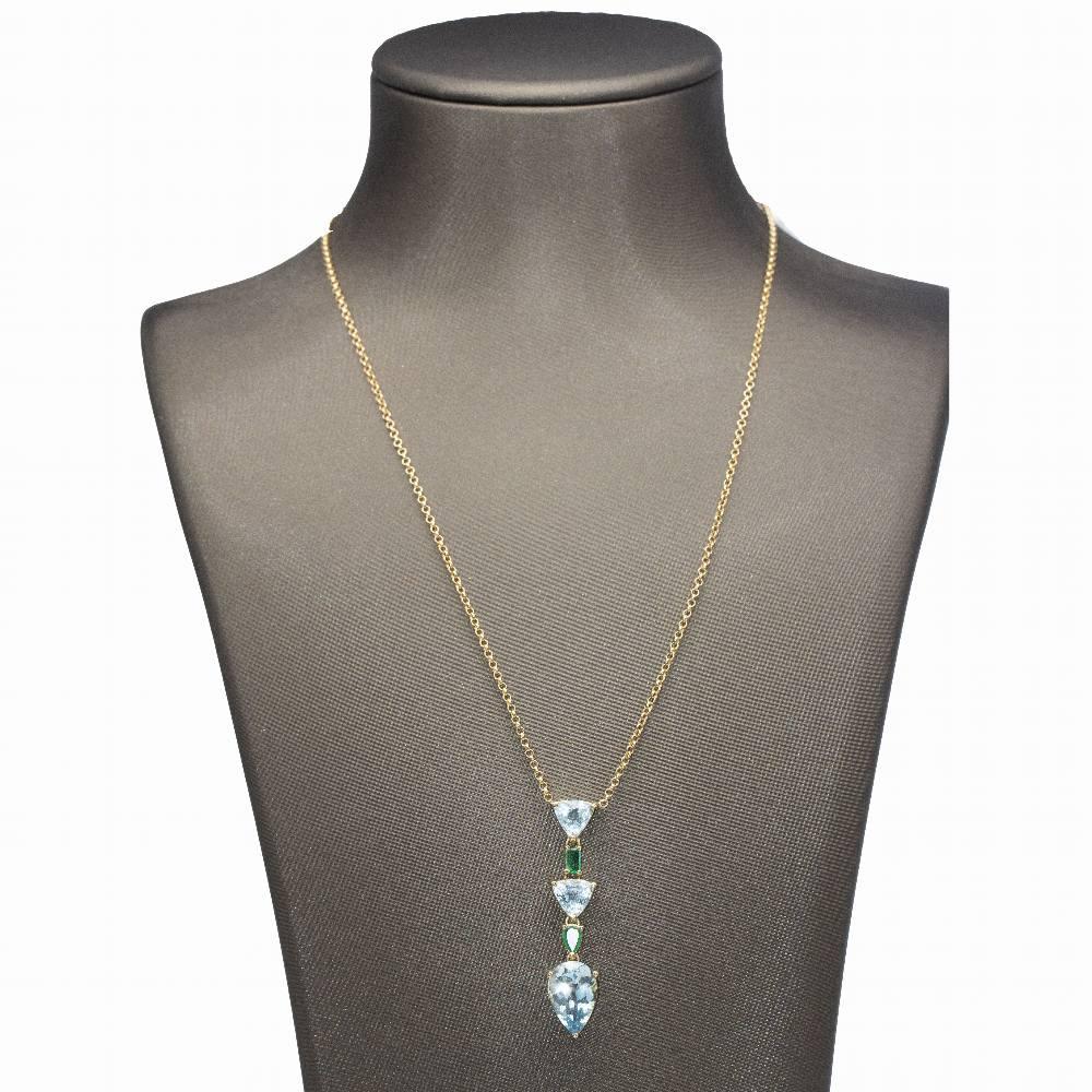 BLUE SEA Necklace in Yellow Gold In New Condition For Sale In Barcelona, CT