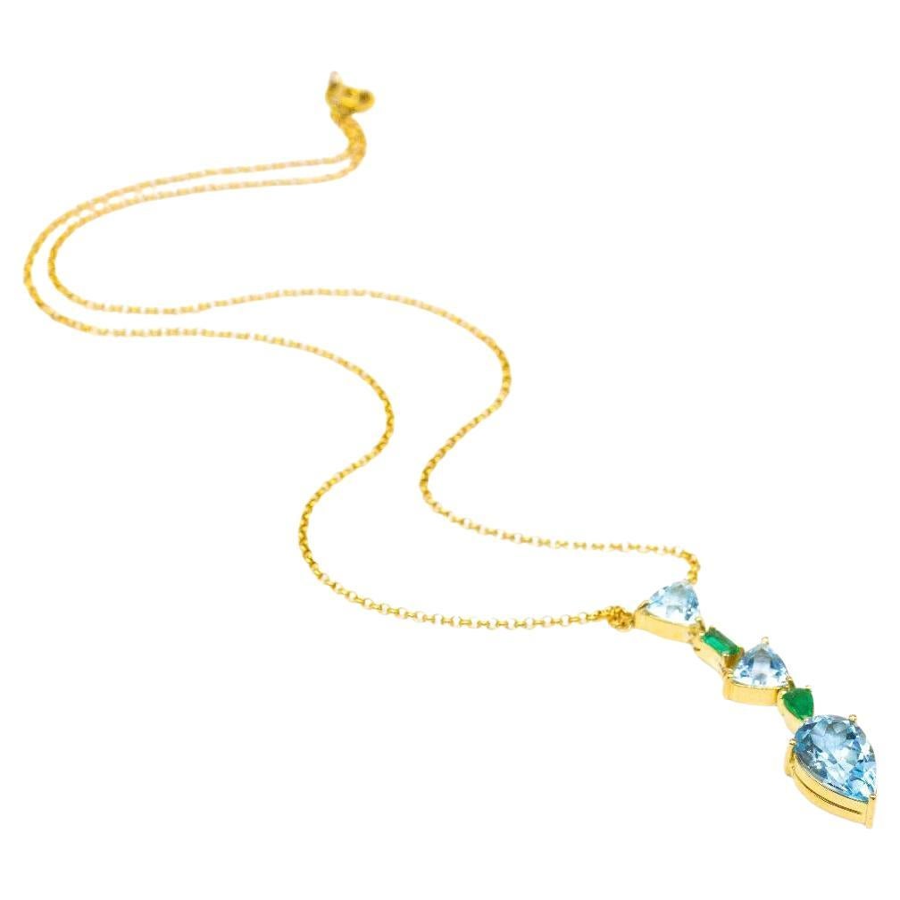 BLUE SEA Necklace in Yellow Gold For Sale