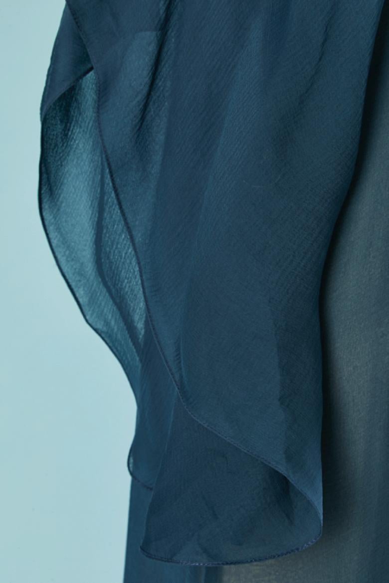 Blue see-through silk chiffon evening dress CHRISTIAN DIOR For Sale 1