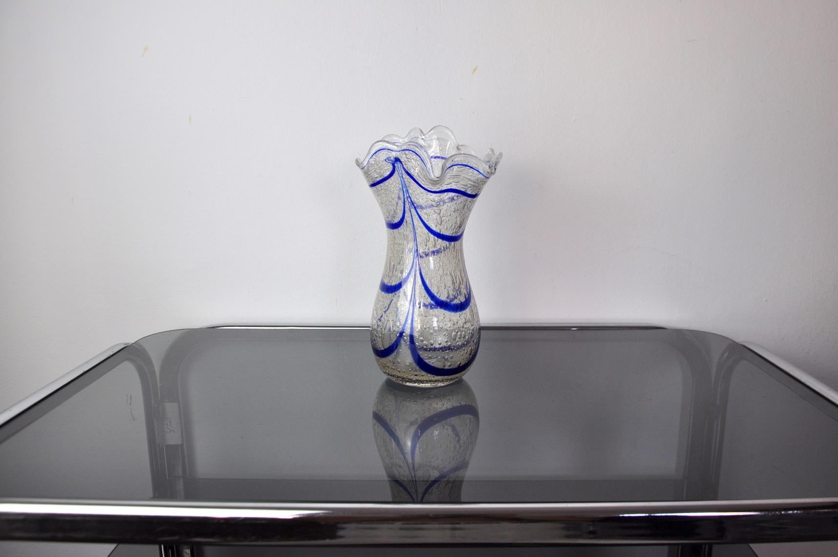 Hollywood Regency Blue Seguso Vase in Murano Glass, Italy, 1960 For Sale