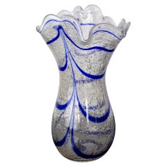 Vase seguso bleu en verre de Murano, Italie, 1960
