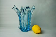 Vaso Seguso blu in vetro di Murano, Italia, 1970