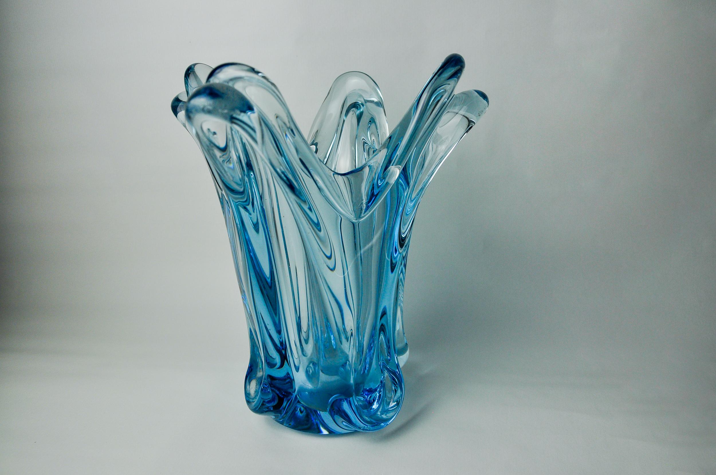 Italiano Vaso Seguso blu in vetro di Murano, Italia, 1970 in vendita