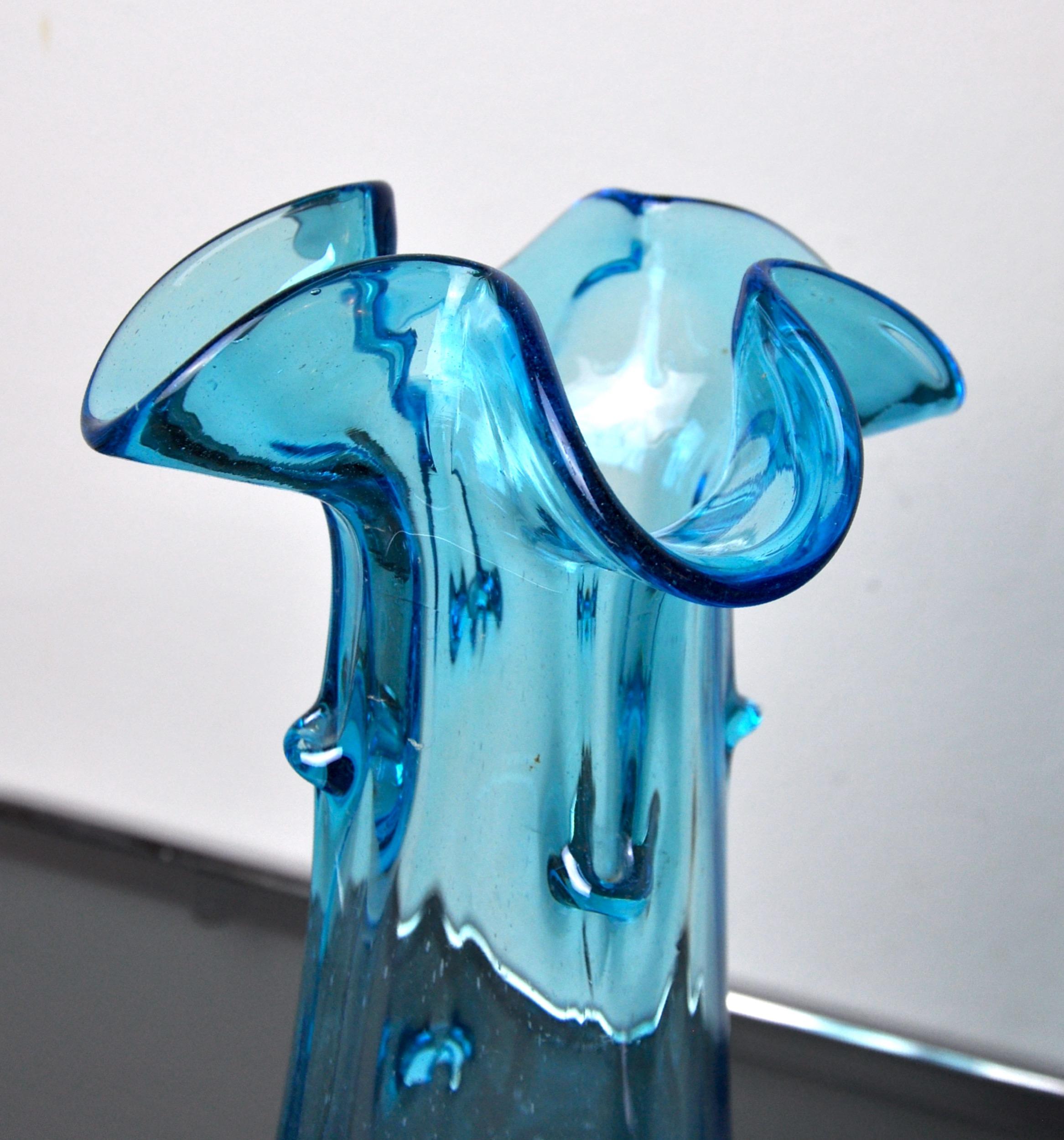 Late 20th Century Blue Seguso Vase in Murano Glass, Italy, 1970 For Sale
