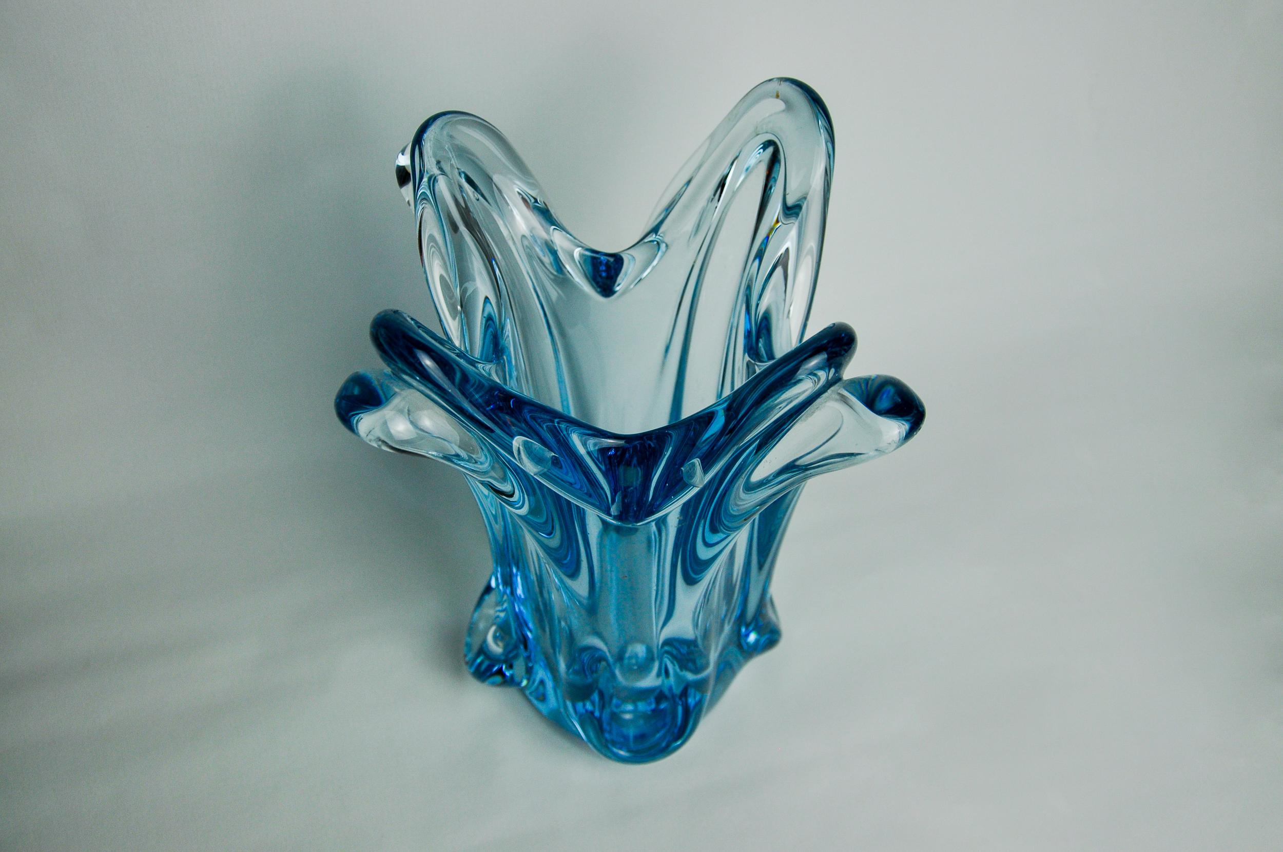 Fine XX secolo Vaso Seguso blu in vetro di Murano, Italia, 1970 in vendita