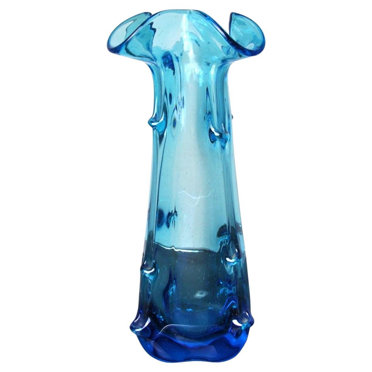 Blue Seguso Vase in Murano Glass, Italy, 1970 For Sale