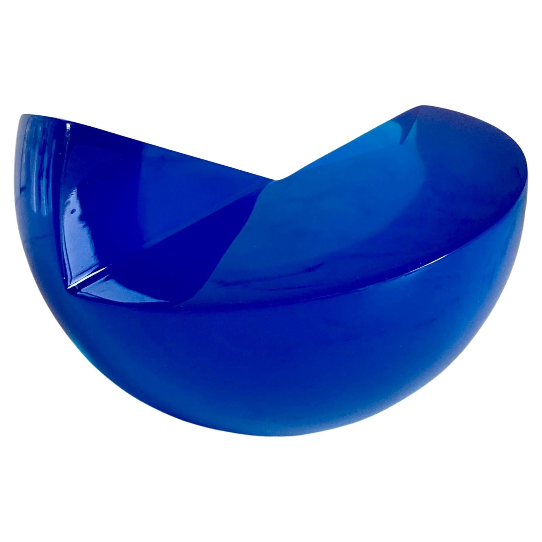 Blue Semi Sphere Sculpture in Polished Resin by Paola Valle