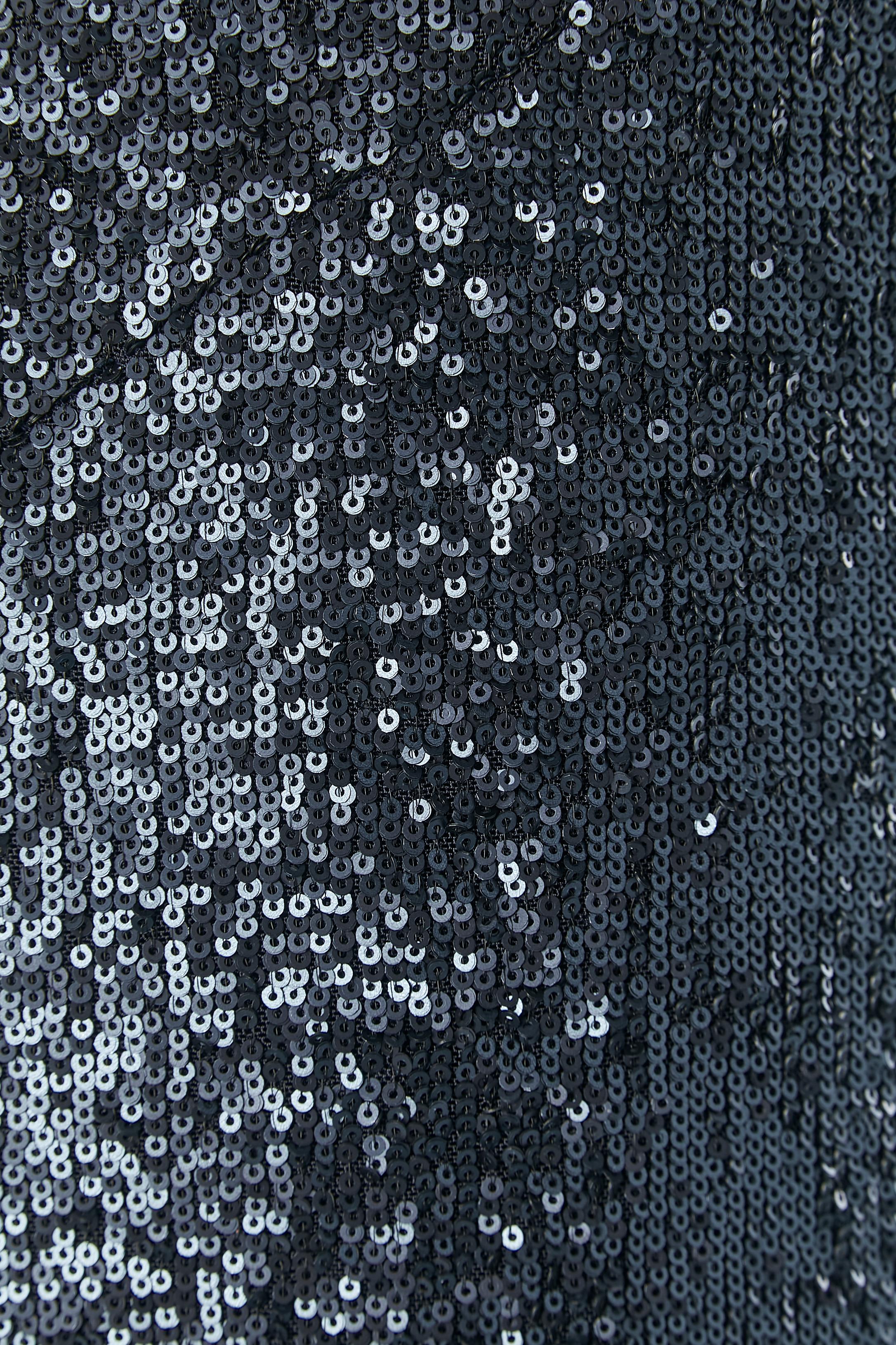 Nero Abito da sera blu con paillettes Donna Karan New in vendita