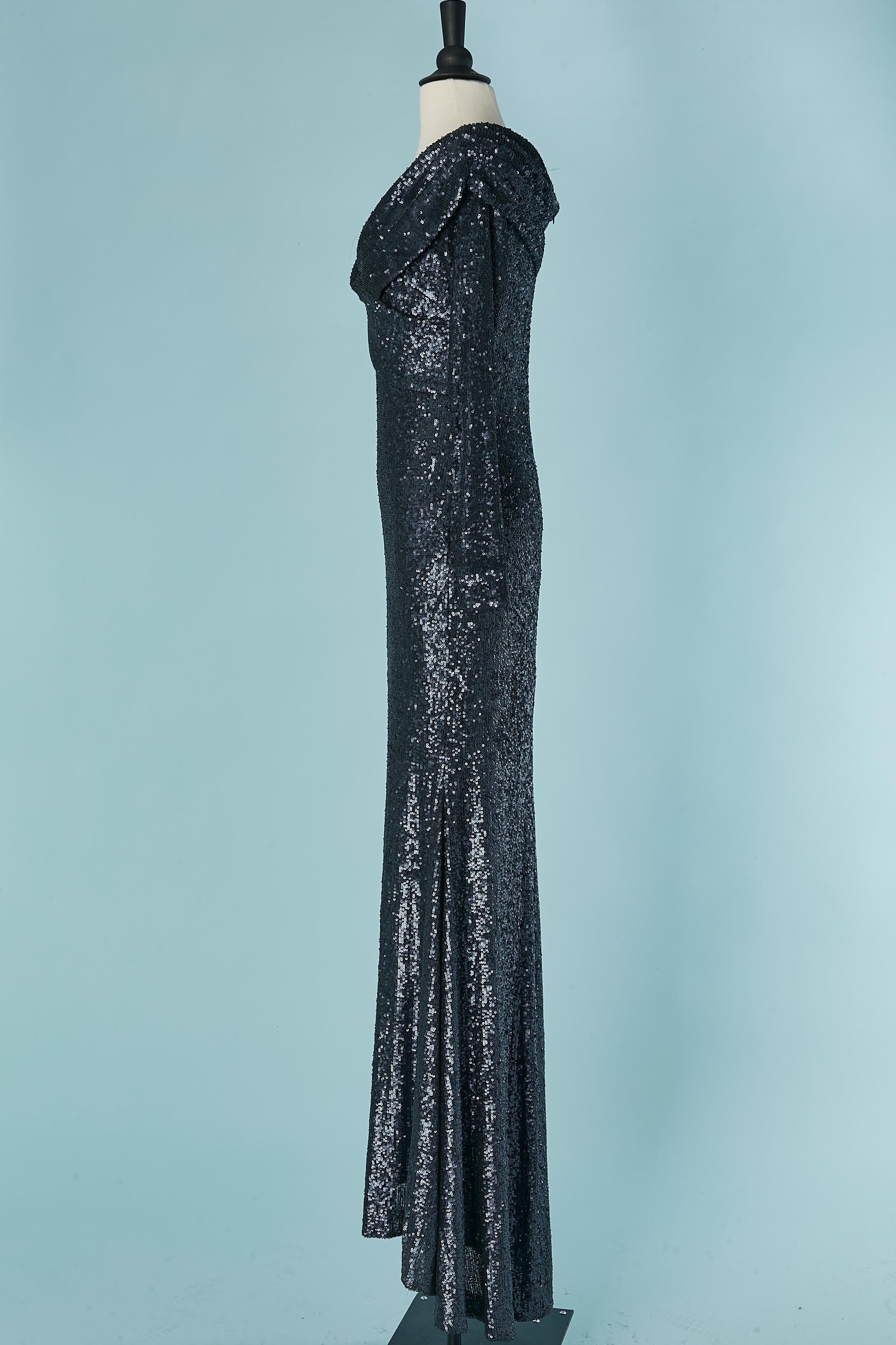 Abito da sera blu con paillettes Donna Karan New in vendita 2
