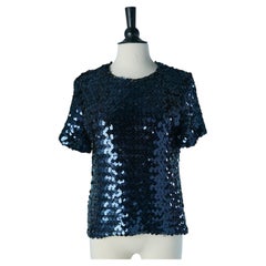 Tee-shirt bleu à paillettes Yves Saint Laurent Rive Gauche