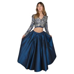 Blaues paillettenbesetztes Outfit, ca. 1975-1980