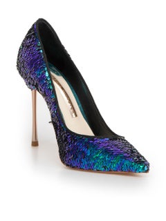 Sophia Webster Blue Sequinned Pointed Toe Pumps Size IT 37