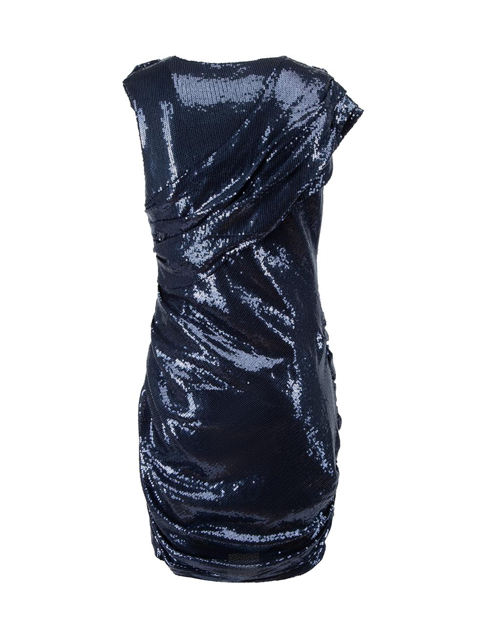 Alexander Wang Blue Sequinned Ruched Mini Dress Size L In New Condition In London, GB