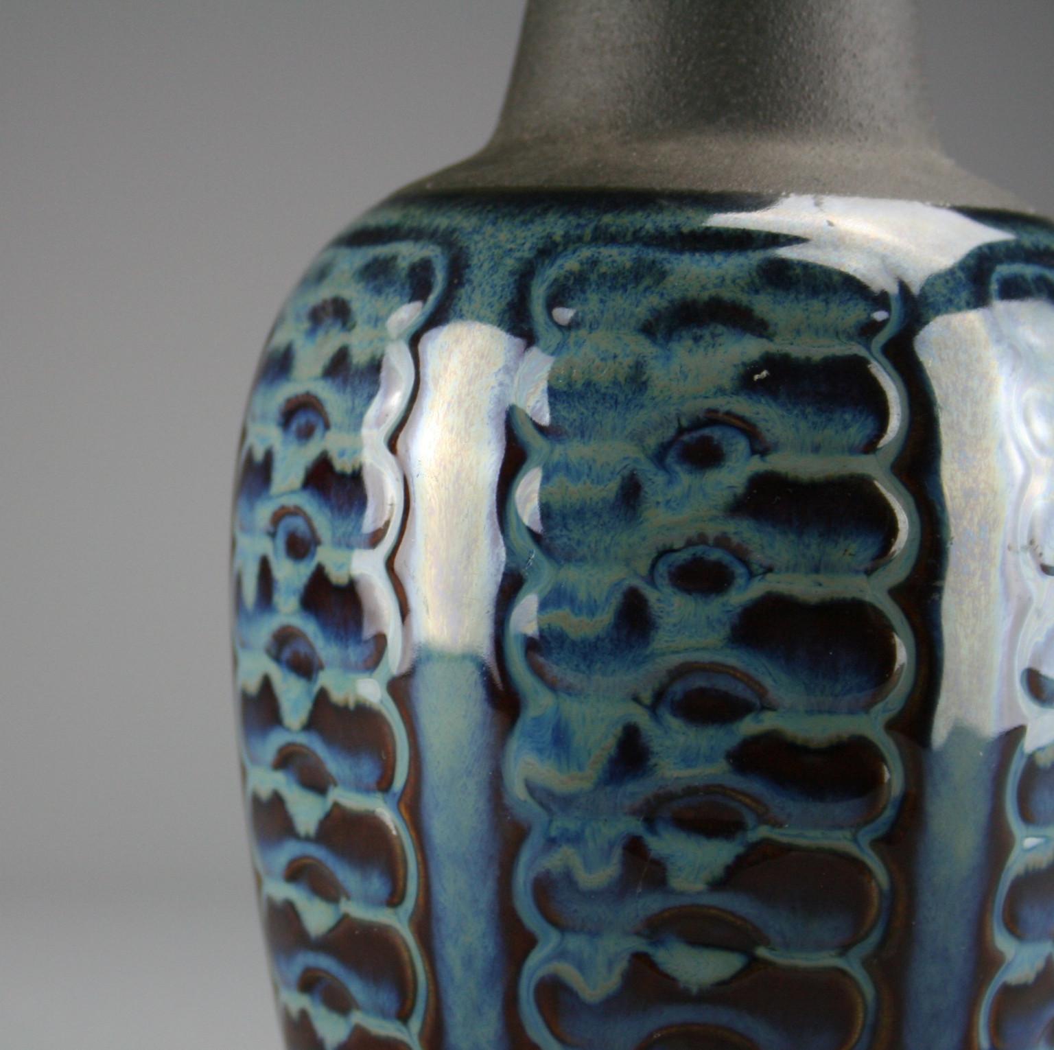 Hand-Crafted ‘Blue Series’ Vase by Einar Johansen, Søholm Stentøj, Denmark, circa 1960s For Sale