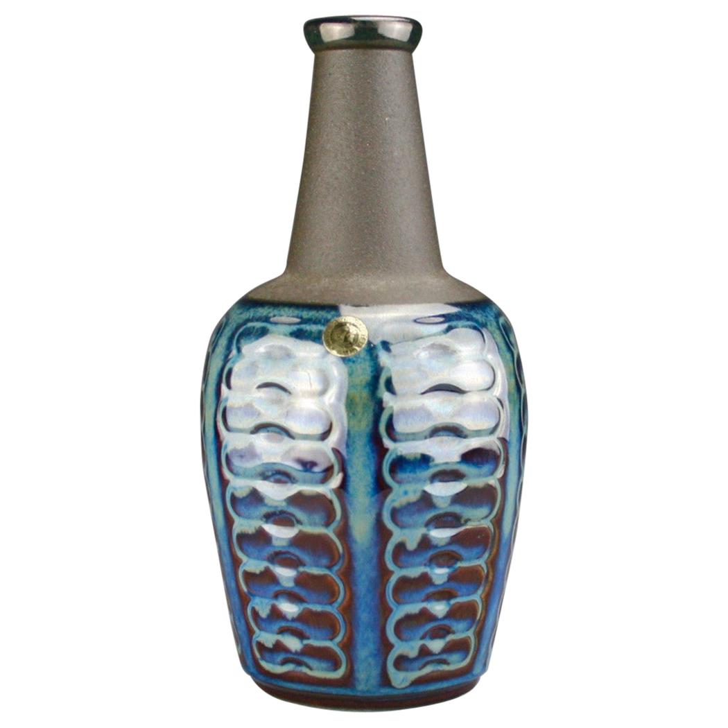‘Blue Series’ Vase by Einar Johansen, Søholm Stentøj, Denmark, circa 1960s For Sale