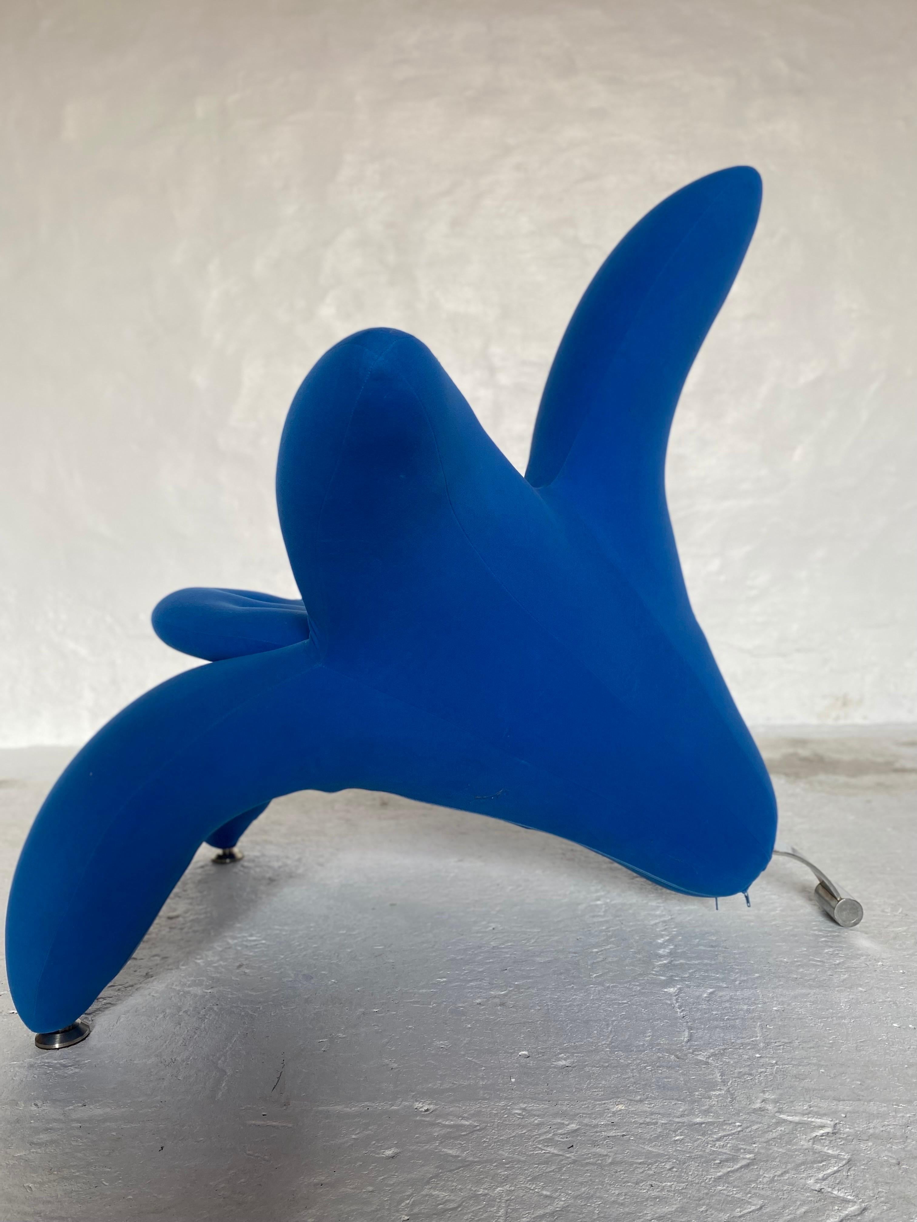 Blue Set of Two Lounge Flower Chairs Designed by Masonaria Umeda In Good Condition In Antwerp, BE