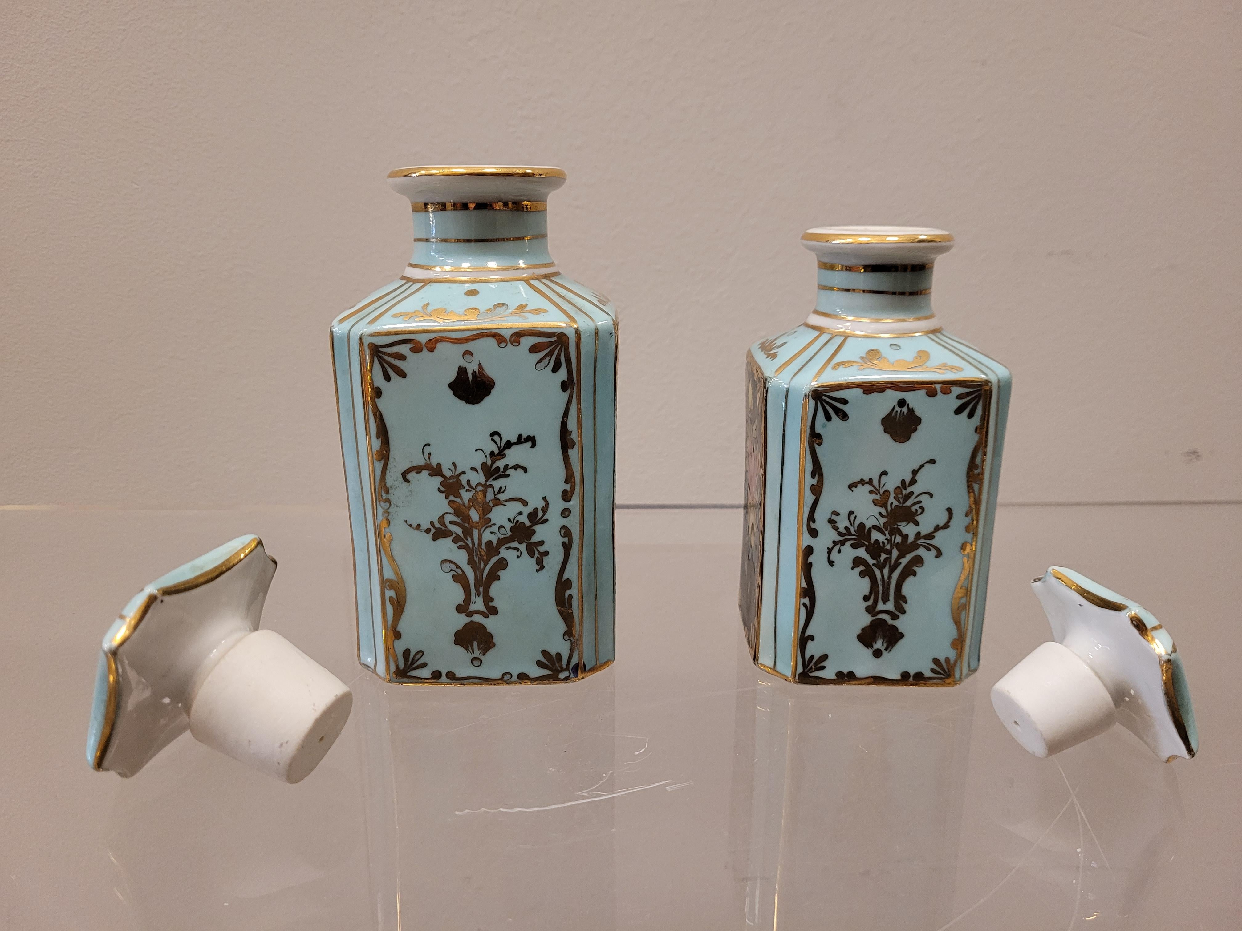 Blue Sevres France Set of Porcelain, 5 Pieces, Flowers, for a Dressing Table 11