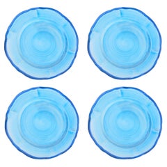 Blue Shade Hand-Painted Ceramic Salad Plate - Set of 4 - Made in Italy